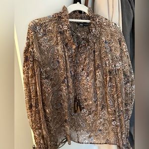 Brown Zara Paisley Printed Blouse